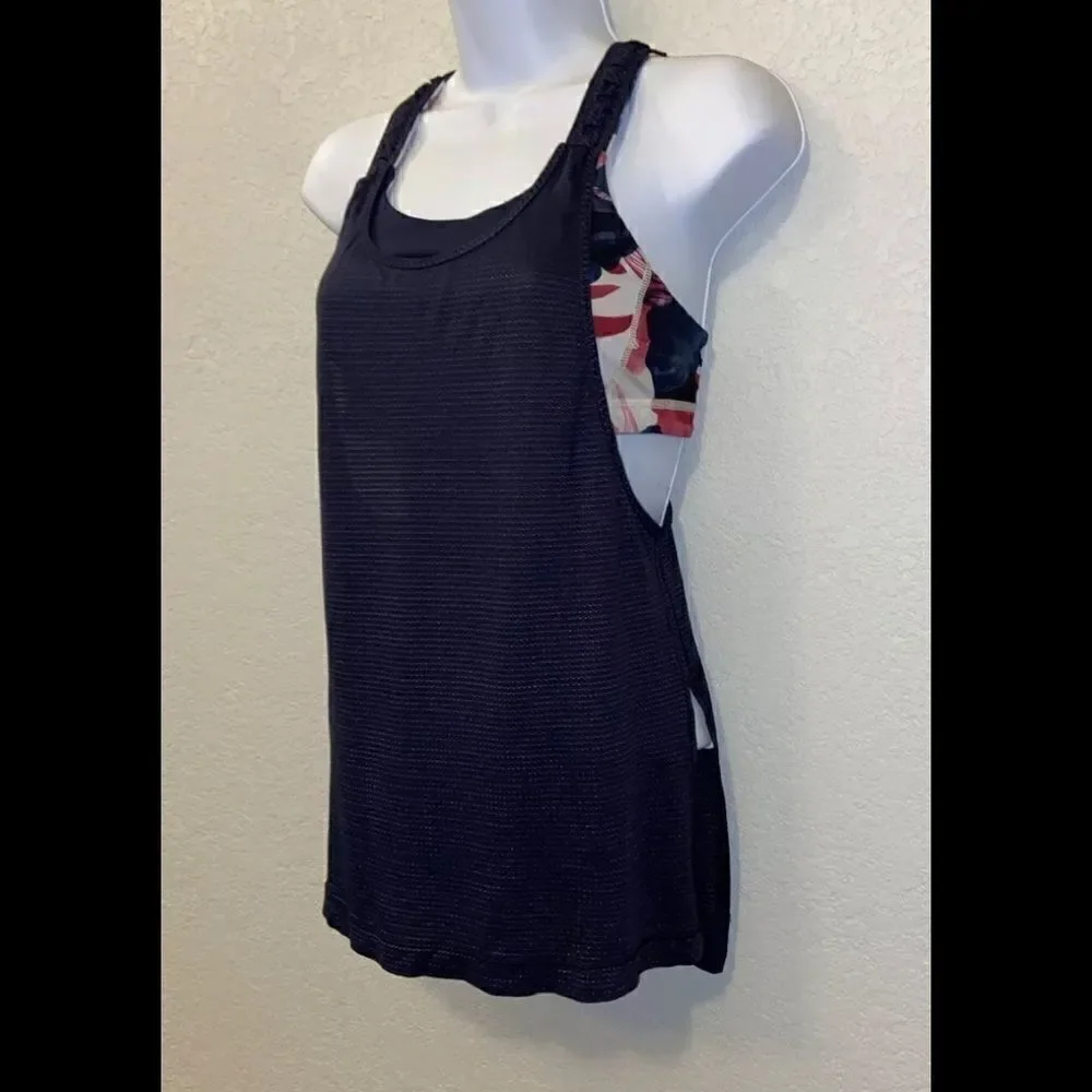 Lululemon Stash It Tank‎ Inky Floral size 6 gym sporty Athliesure running